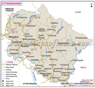 Uttarakhand Map Showing Garhwal Region